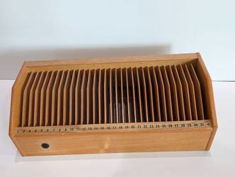 Vintage Wooden Mail Organizer 31 Slot Desk Letter Sorter Office Storage Rack