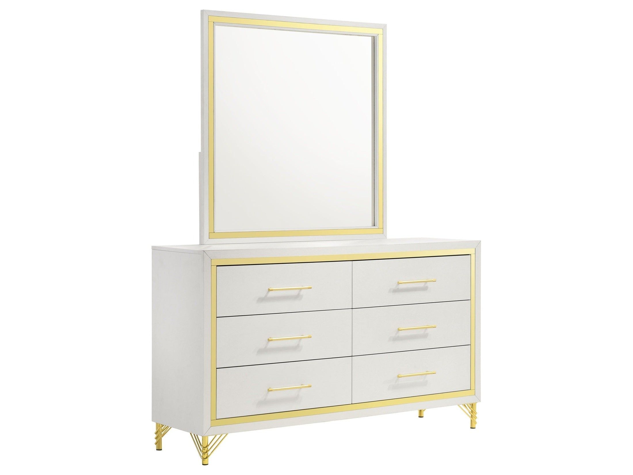 Lucia White Dresser and Mirror