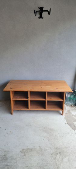 Solid wood table with cubicles