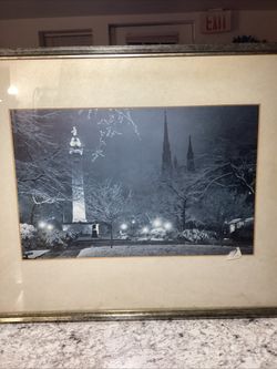 Vintage Winter Monument Black & White Photo