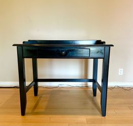 Dark Wood Writing Desk & Side Table Set