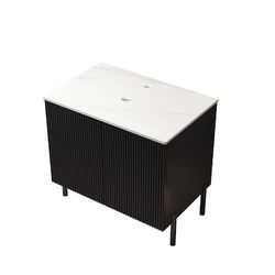 Carrara White 30-inch Plywood Without Sink Bathroom Vanity Black Sintered Stone Freestanding Assembly Required