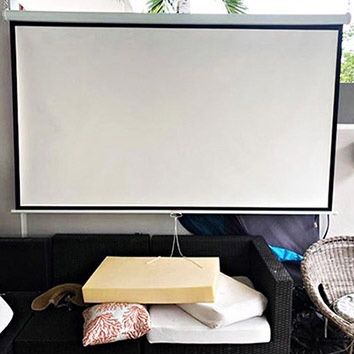 (Brand New) $55 Manual 100” 16:9 Projector Screen Manual Pull Down Matte White 87x49”