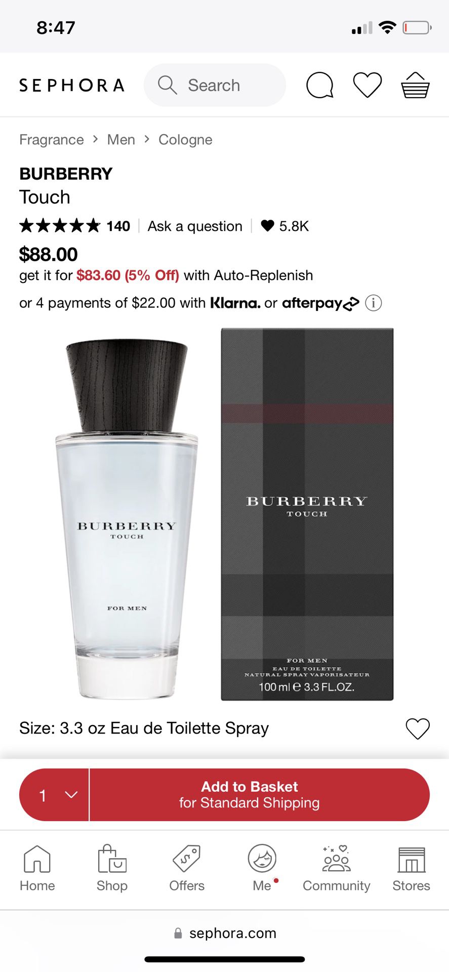 NEW SEALED IN BOX BURBERRY TOUCH 3.3oz COLOGNE