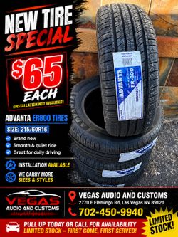 215/60r16 $65 each not installed while supplies last