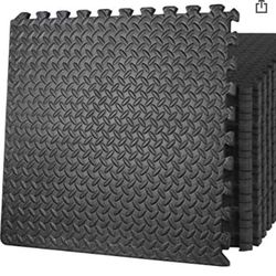 ZENY 24 Tiles Puzzle Exercise Floor Mat EVA Foam Interlocking Tiles 3/4" Thick 96 SQ.FT 48 Borders, Black