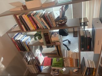 Geometric Bookcase - Hashtag Home Abston (Wayfair), 50in H x 49in W