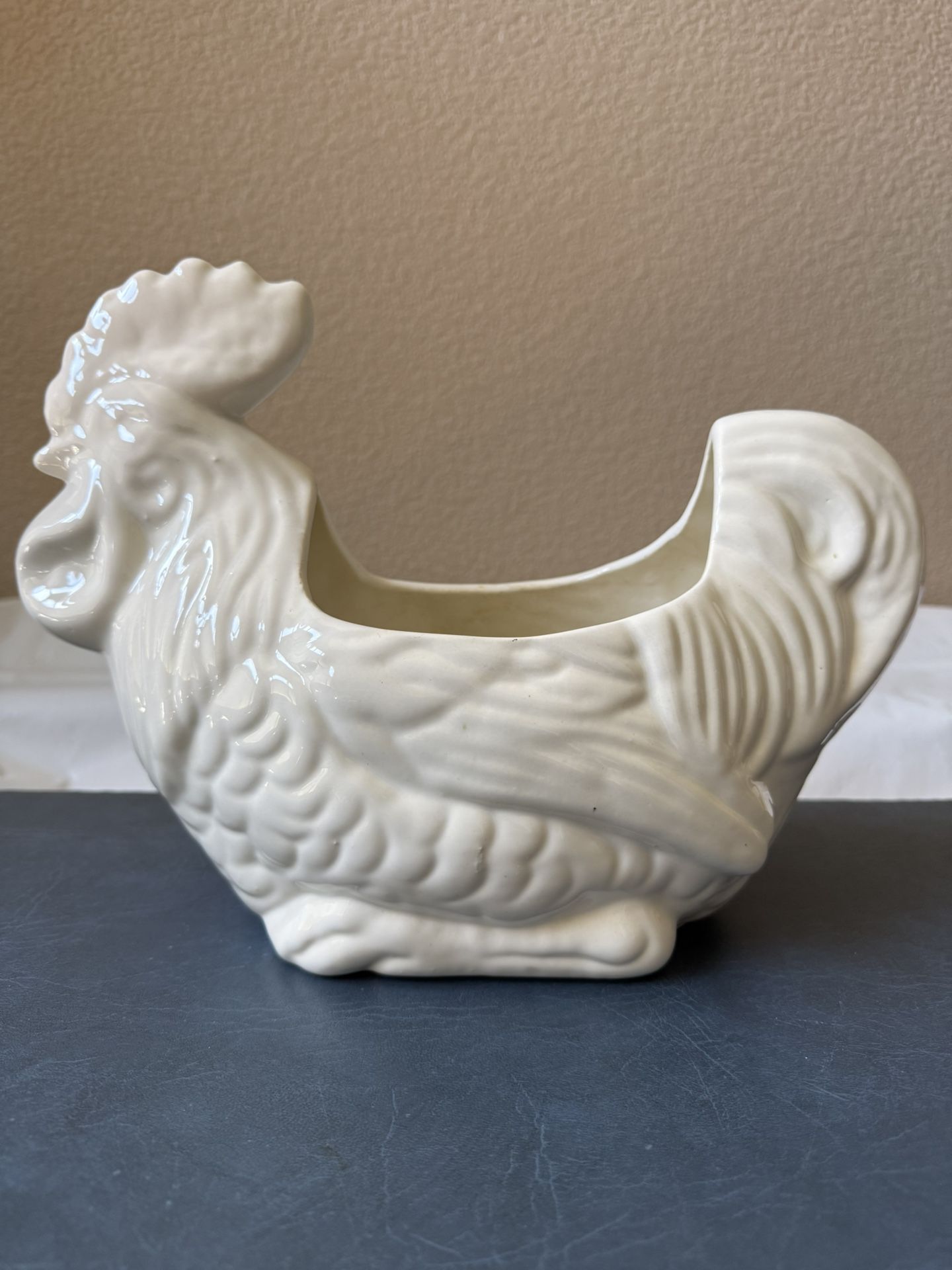White Ceramic Rooster Planter Pot