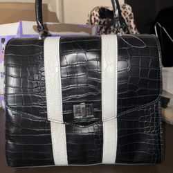 Steve Madden Black with White Leather Handbag