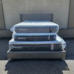 Brand New King Size Plush Tempur-pedic Luxe Adapt Firm Mattress And Box Spring In Plastics 