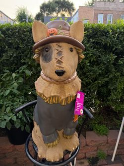 Bull terrier scarecrow