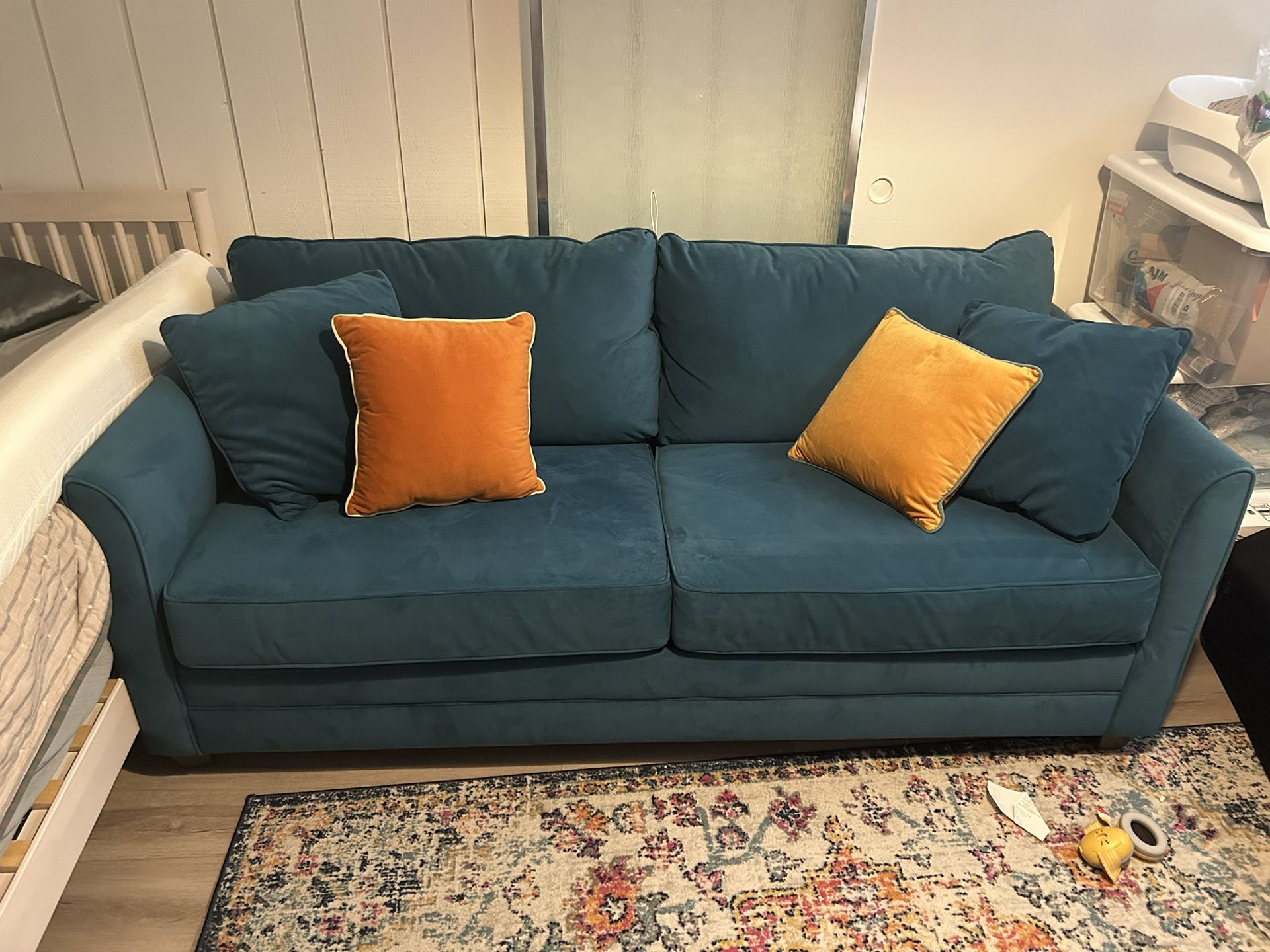 Sleeper Sofa with Throw Pillows (2)