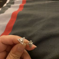 Real Silver Zircon Diamond Small Stud Earrings 