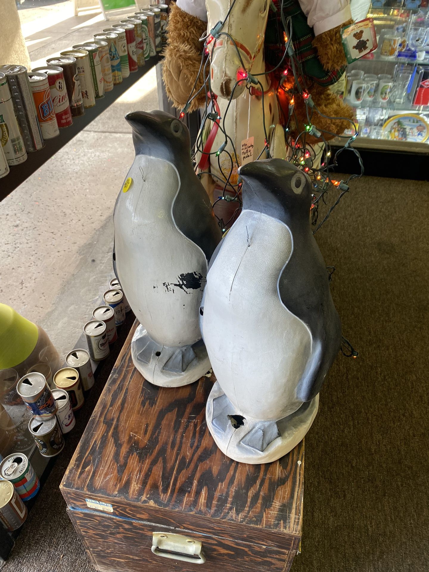 VTG 1988 Blow Mold Penguins Yard Display Union Prod Inc Xmas Winter 23" Lot of 2