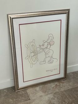 Mickey Mouse “Steamboat Willie 1928” Framed Art Modern Print Decorative Poster