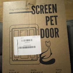 Magnetic closure screen pet door