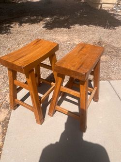 Solid Oak Counter Height Bar Stools – 24” – Set of 2