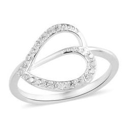 Diamond Heart Ring in Sterling Silver (Size 8)