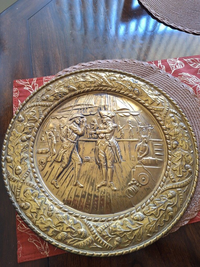 Vintage Brass Ship Captain Plaque Wall
