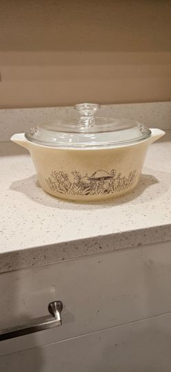Vintage Corning Ware Mushroom Casserole Dish with Lid