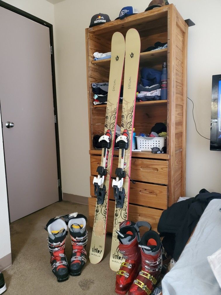 Volkl 183s Wide Body Powder Skis With Telamak Bindings...
