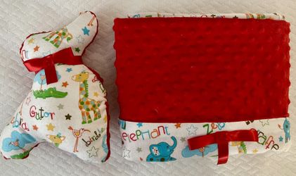 Baby Blanket and Matching Stuffed Bunny With Squeaker 