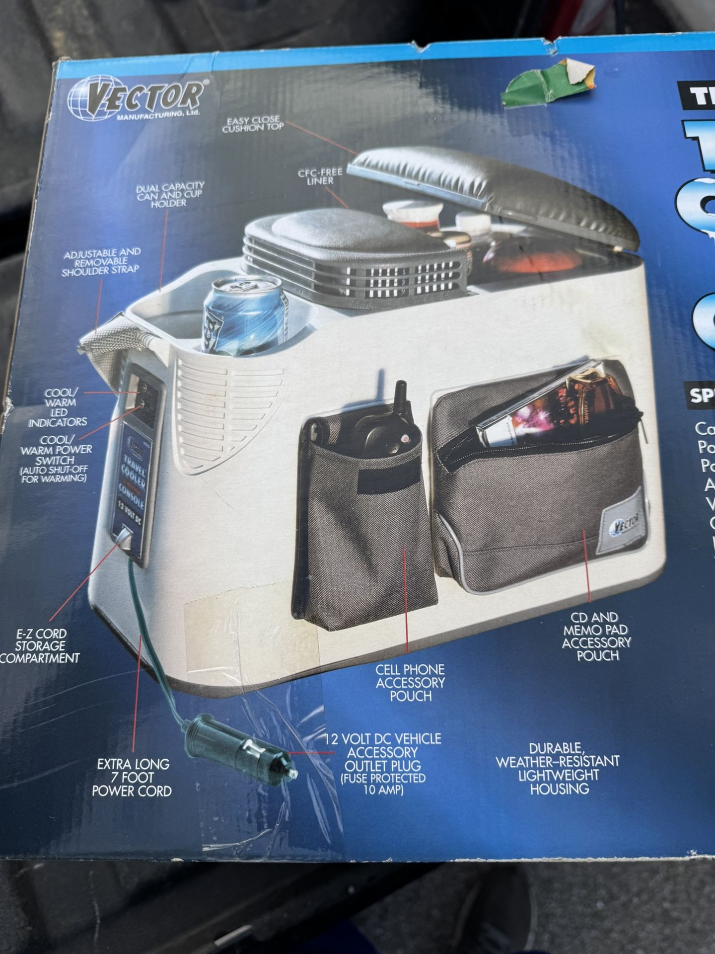 Vector Console Travel Cooler and Warmer Original Box & AC Adapter NEW. OPEN BOX
