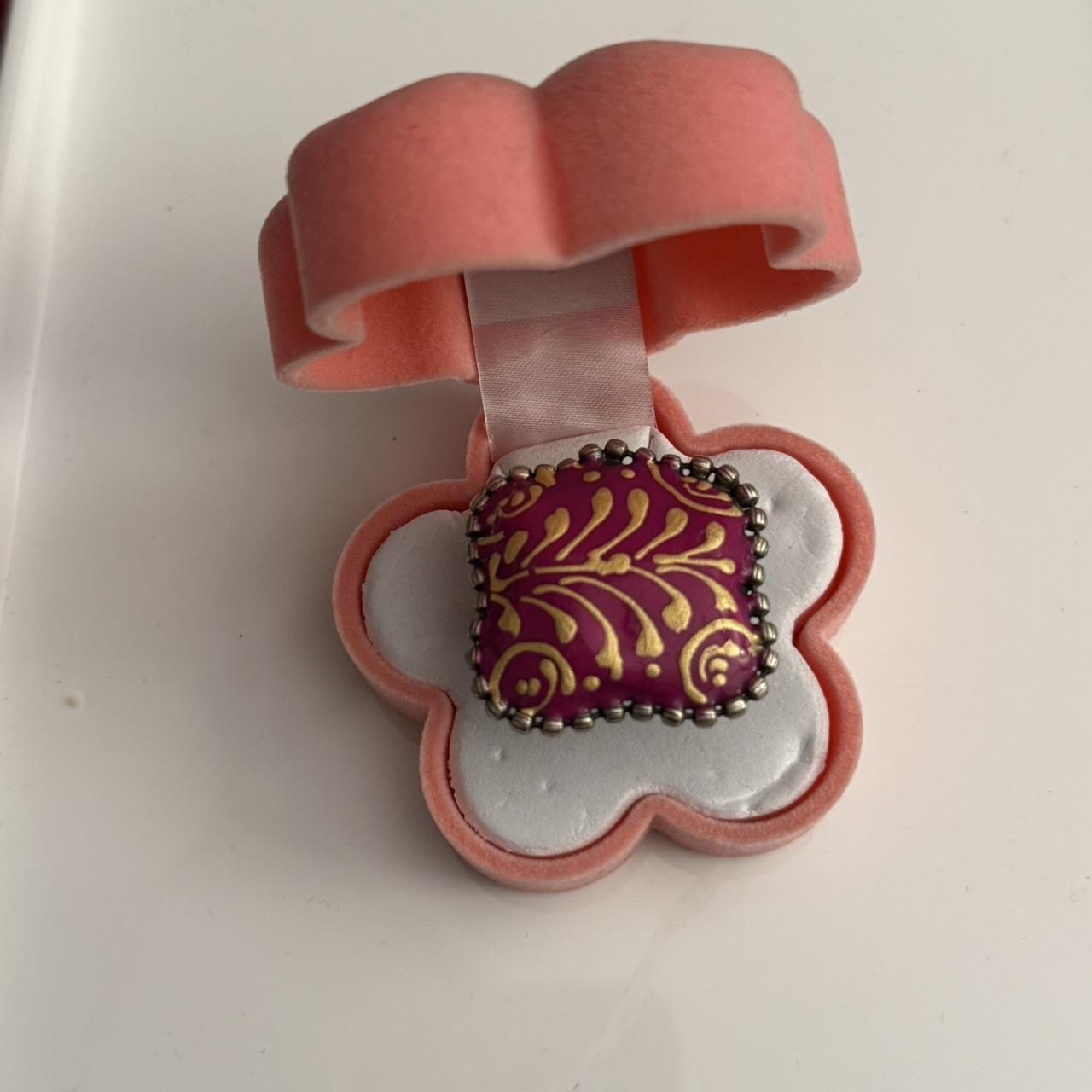 New | Indian Hand-painted Magenta Oxidized Adjustable Ring