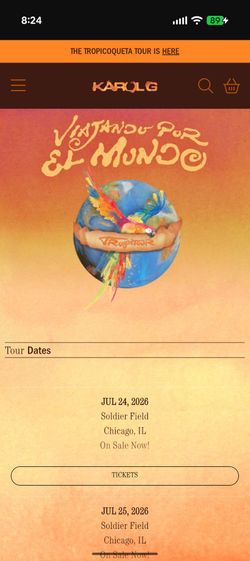 ​2x KAROL G Tickets - Viajando Por El Mundo Tropitour - SoFi Stadium (Aug 15)