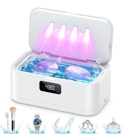 50Khz Denture Cleaner Ultrasonic Machine for Jewelry, Glasses, Rings, Watch Strap, Dentures, 24oz - 304 Stainless Steel Tank