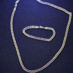 Silver Necklace And Bracelet 