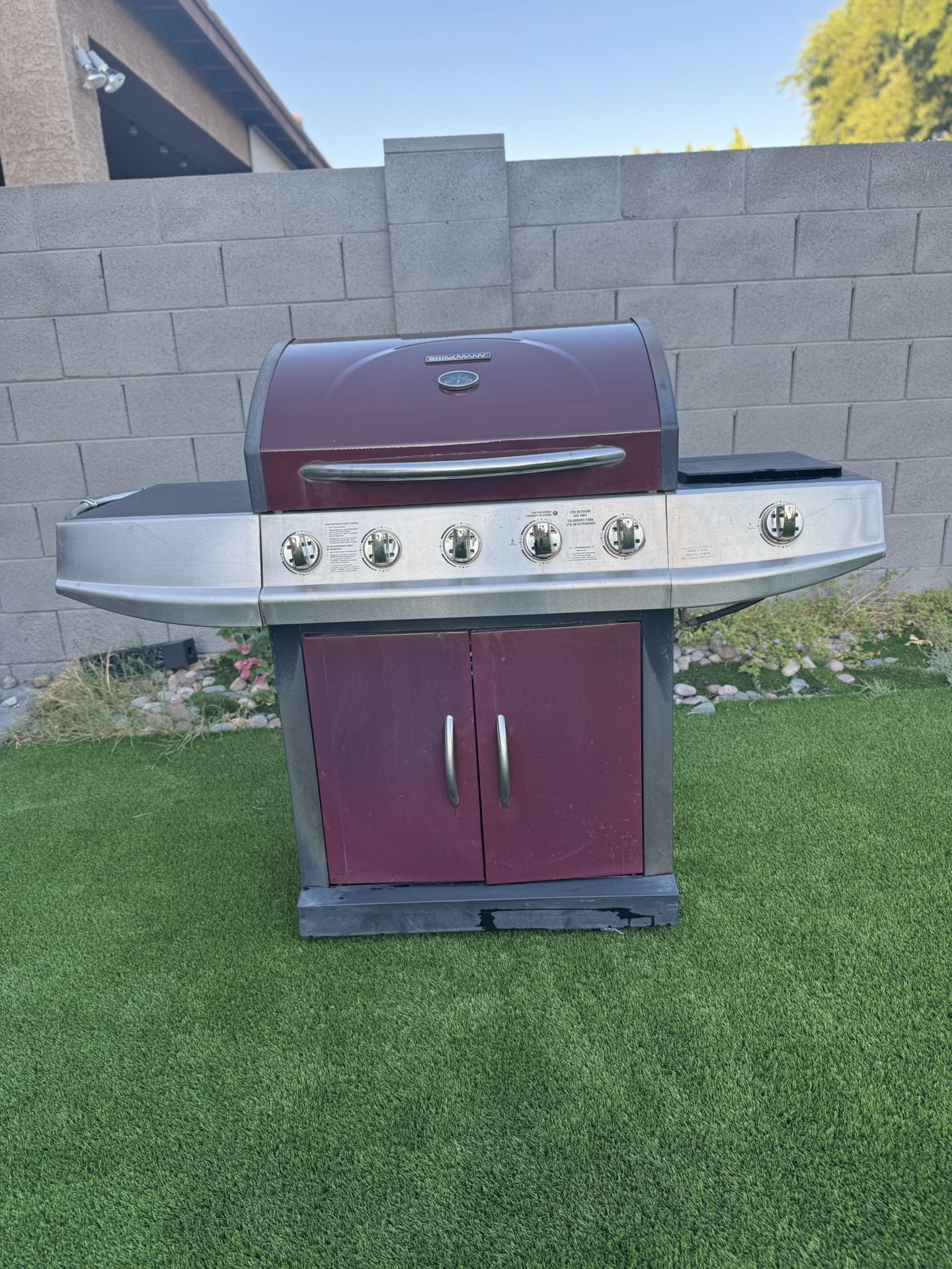 Bbq Gas Grill With Side Stove Top -5 Burners