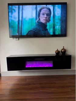 TV Stand EDIL K with electric fireplace black