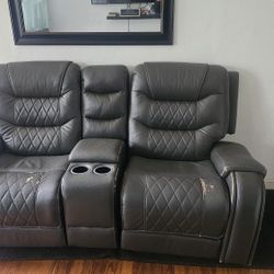 Leather Couch & 2 Rock And Recliners