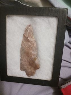 Native American Flint Arrowhead in Display Case