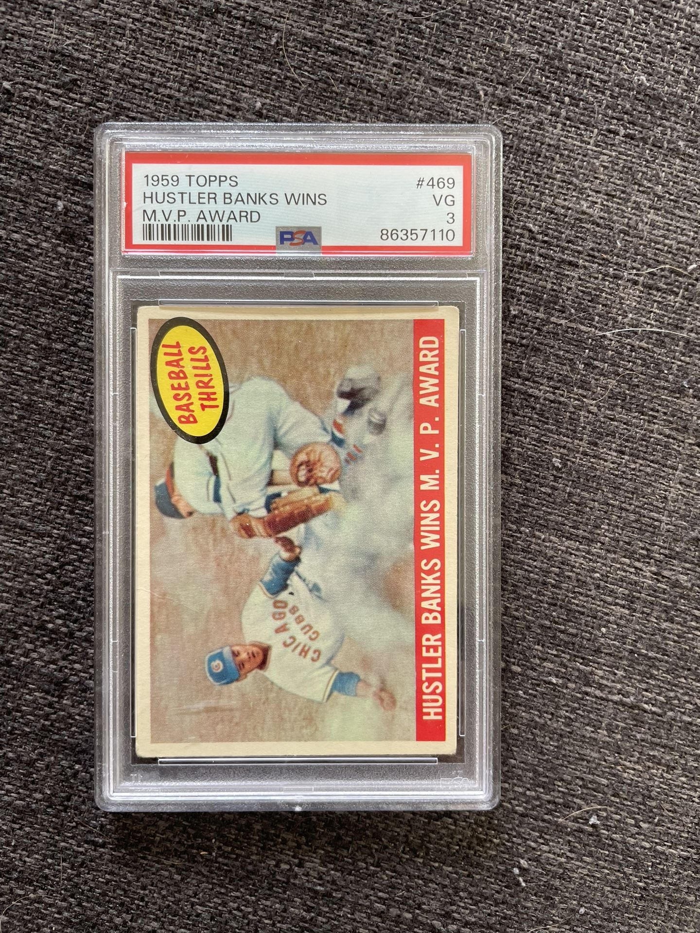 1959 Topps #469 Hustler Banks Wins MVP Award (PSA 3)
