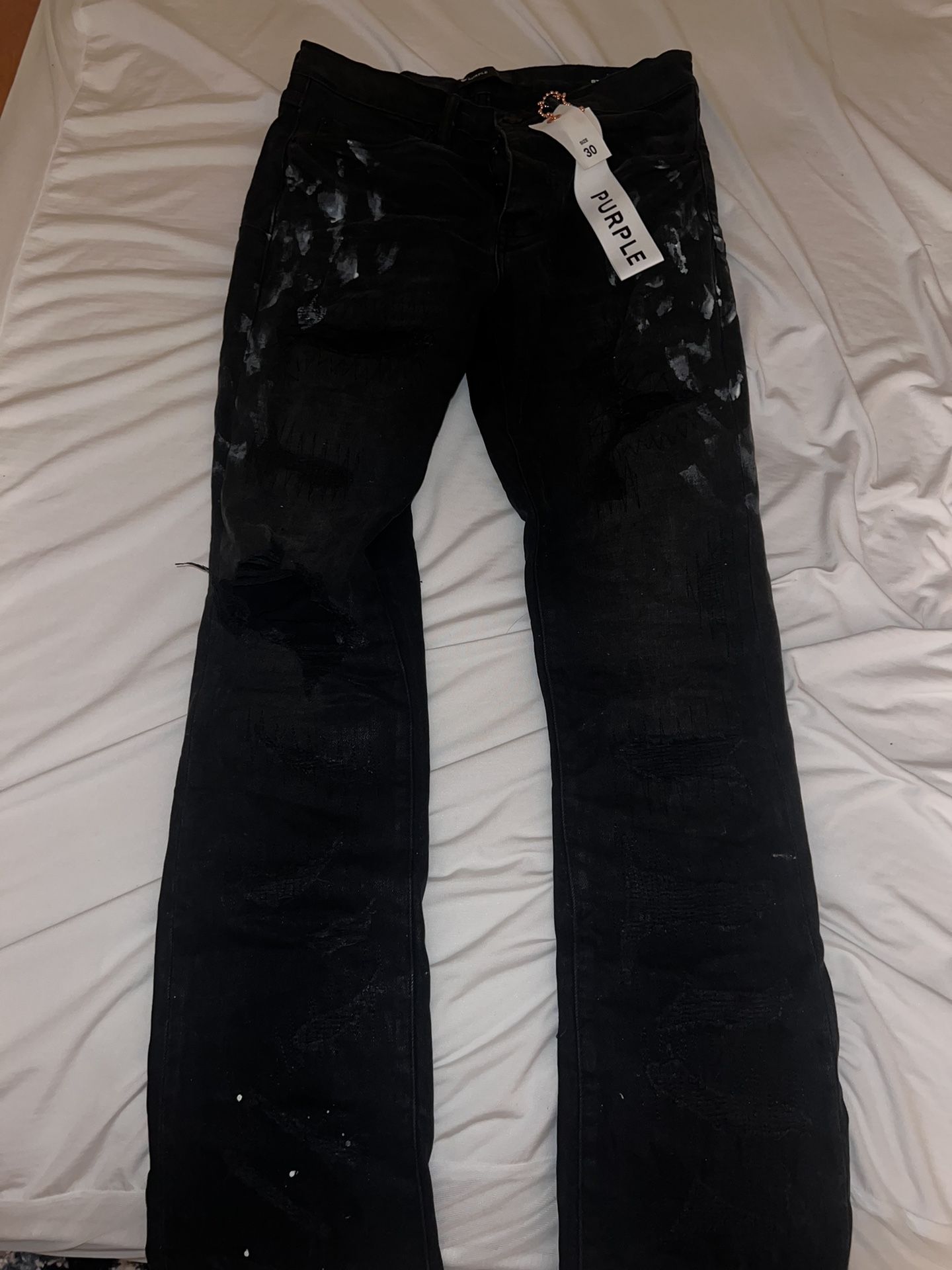 Purple Jeans P004 Flare Jeans “Black Destroy Coated”