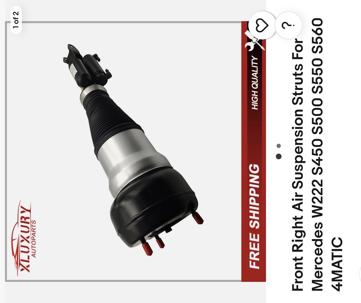 Front Right Air Suspension Strut For Mercedes W222 S450 S500 S550. Model Years 2013-2017