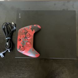 Xbox One X 1TB Console + Red Camo Controller + Power Cord – Fully Reset & Ready