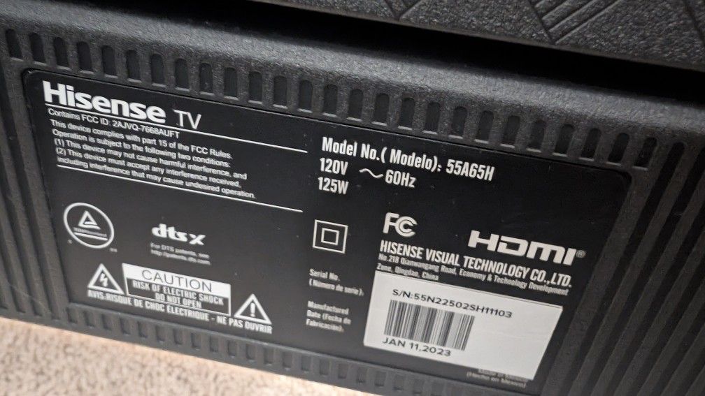 55" Hisense 4K Smart Google TV (A65H) - Like New 2 Available