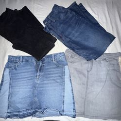 4 Piece Girls 14-16 Bundle 2 Skirts + 2 Jeans 