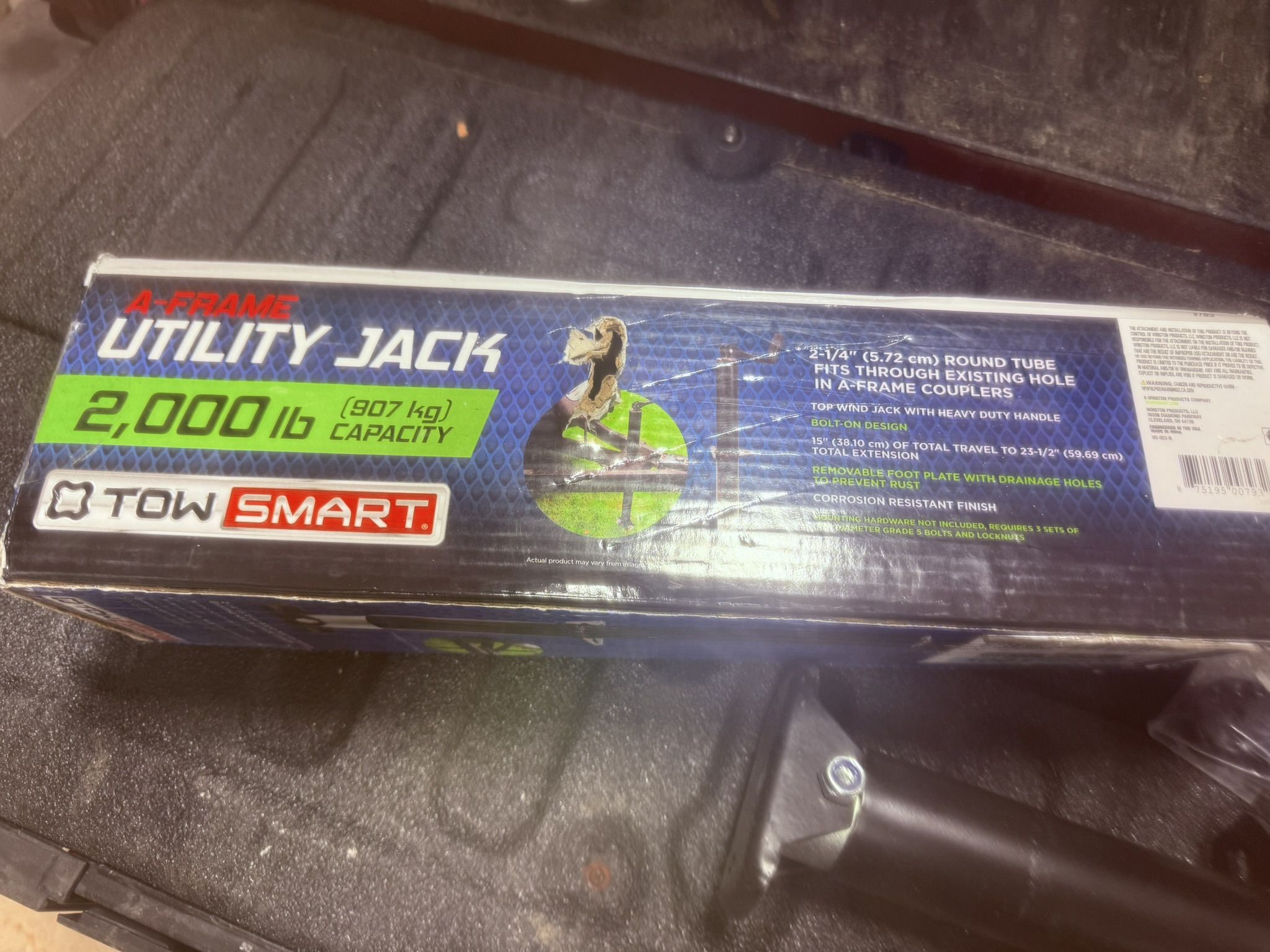 TowSmart Top Wind A-Frame Jack, 15in Lift, 2000lb, 793, Black, 1 Each