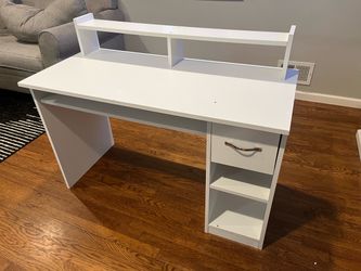 White Desk with Hutch and Storage