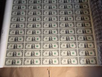 Hoja de billetes sin cortar  50x1 del 2017