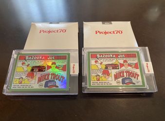 Topps Project 70 #712 Mike Trout ”BAZOOKA JOE” By Brittney Palmer 2-BASEBALL CARD BUNDLE 