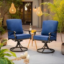 NEW - Patio Swivel Chair Set of 2, Heavy Duty Outdoor Dining Chairs with Thickened Cushions