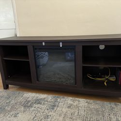 Electric Chimney Tv Stand And Book Shelf