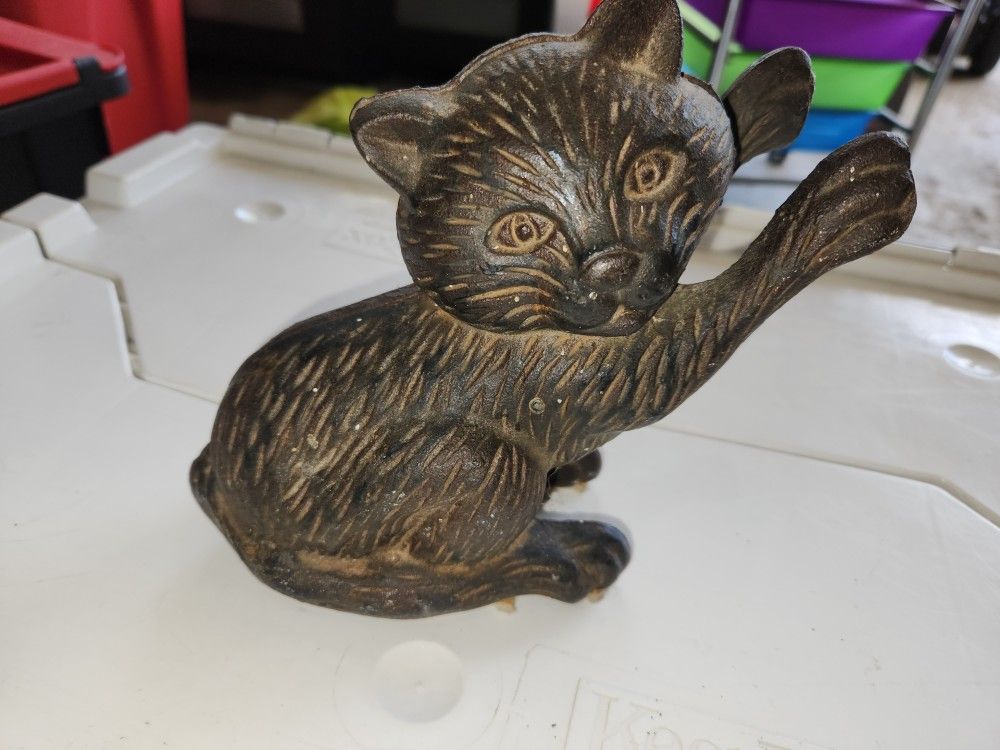 Vintage Black Cat Cast Iron Doorstop