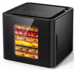 Food Dehydrator with 6 Stainless Steel Trays, LED Touch Control Design Adjustable 158°F Temperature and 72H Timer, Food Dryer Machine for Jerky, Beef,