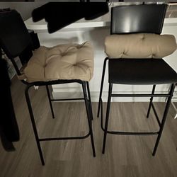 IKEA Set of Two Bar Plastic Stools with detachable Cushions